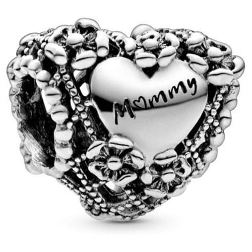 Openwork Flower Heart Mummy Charm
