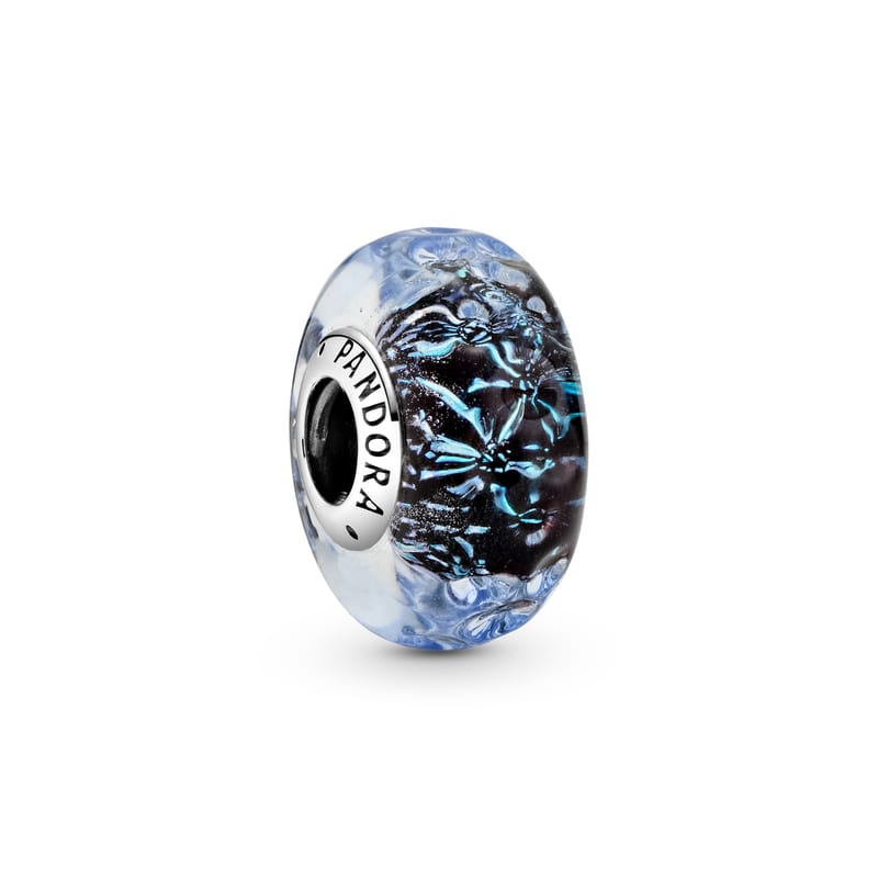 Wavy Dark Blue Murano Glass Charm