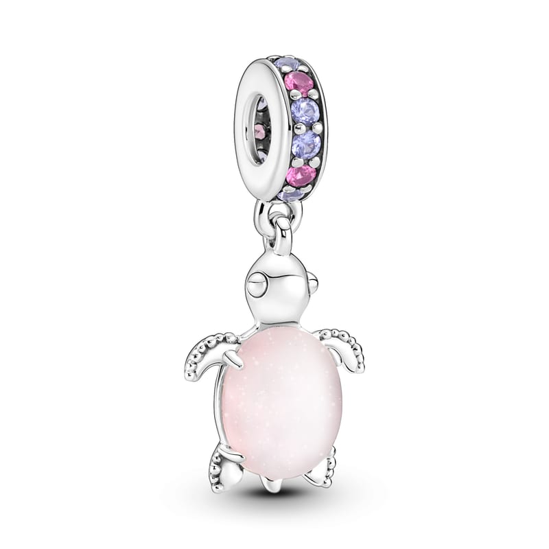 Murano Glass Pink Sea Turtle Dangle Charm