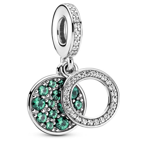Sparkling Green Disc Double Dangle Charm