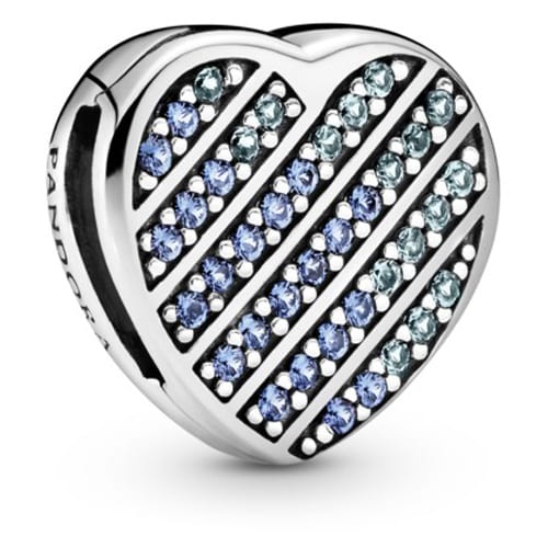 Blue Pavé Heart Clip