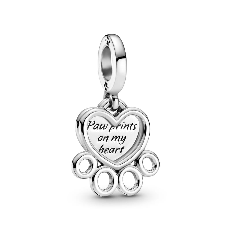 Hearts Paw Print Dangle Charm