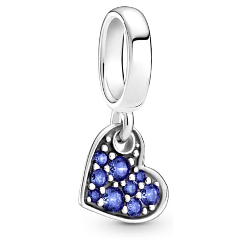 Stellar Blue Pavé Tilted Heart Dangle Charm