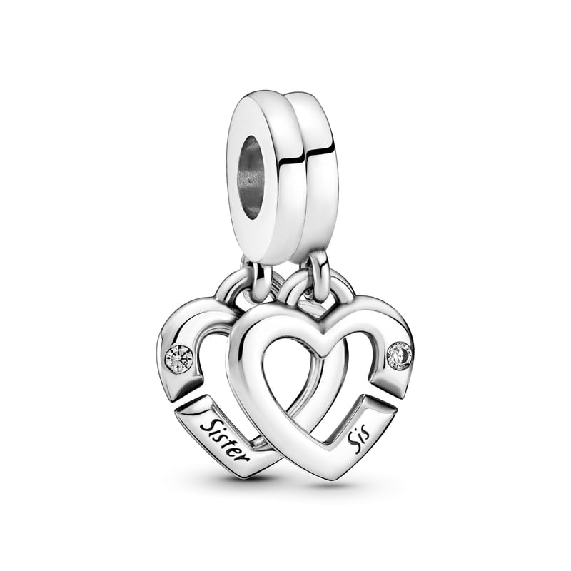 Linked Sister Hearts Split Dangle Charm