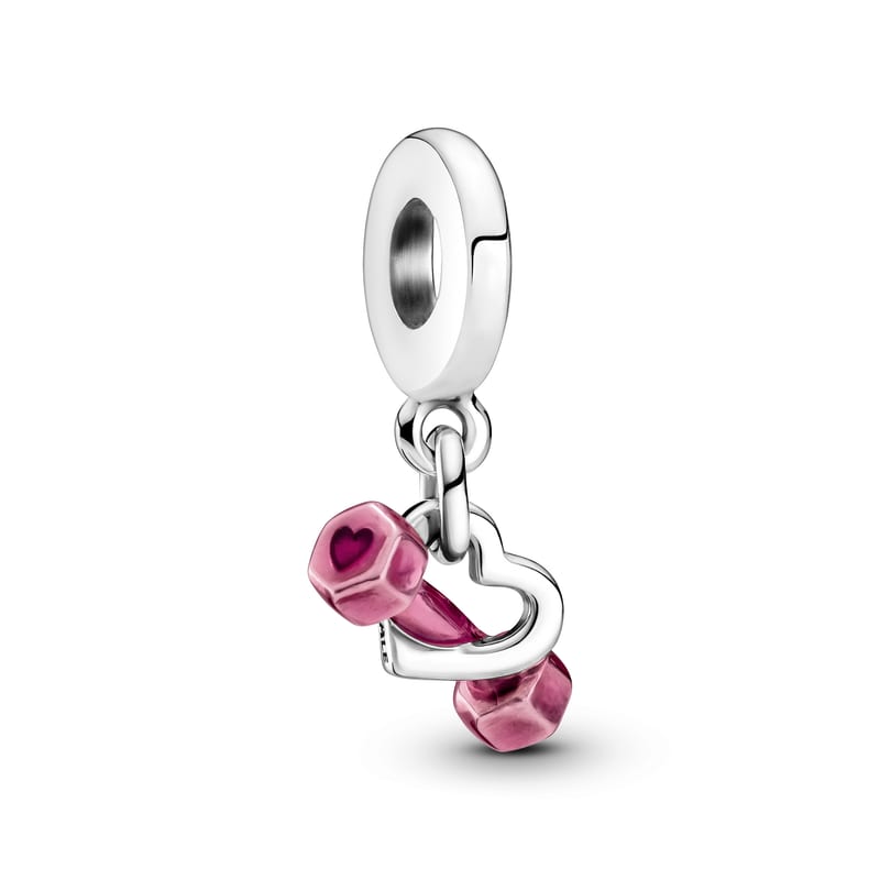Dumbbell & Heart Dangle Charm