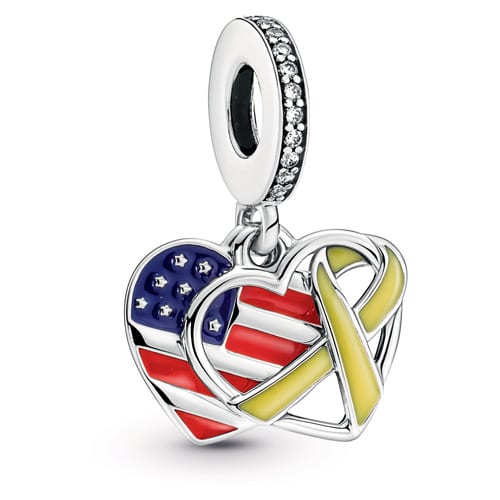 Heart Flag & Remembrance Ribbon Double Dangle Charm