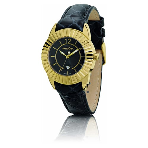 18K Gold Imagine Watch - Black Leather Band