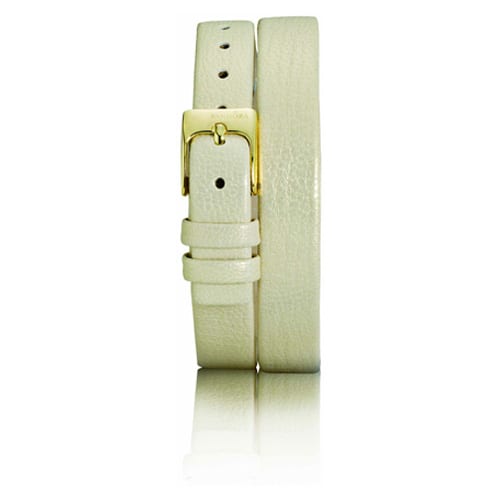 18K Gold Double Oblong Cream Soft Leather Strap