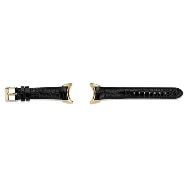 18K Gold Imagine Black Leather Strap