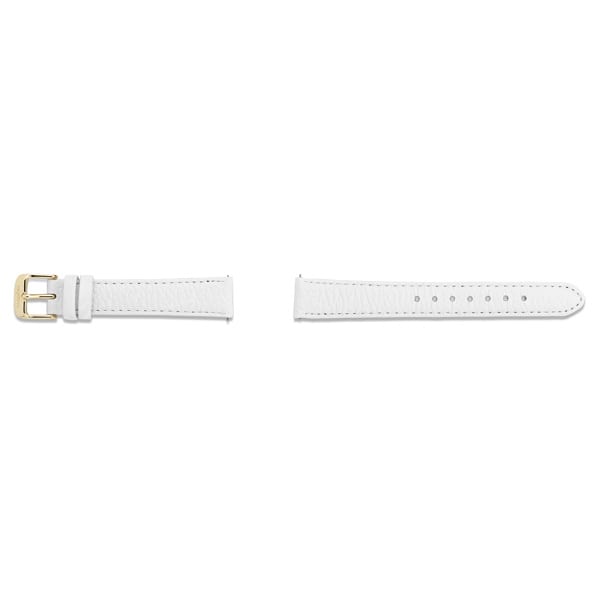 18K Gold Fleur White Leather Strap