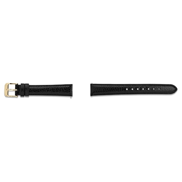 18K Gold Fleur Black Leather Strap