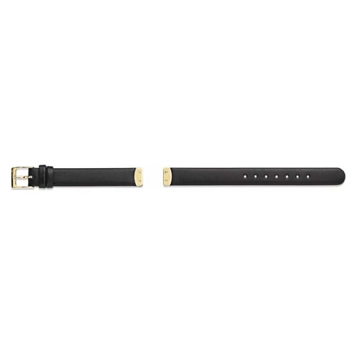 18K Gold Icon Black Leather Strap