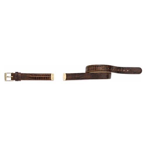 18K Gold Icon Brown Leather Double Strap