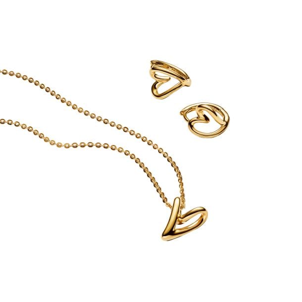 Pandora Golden Organic Heart Jewelry Gift Set