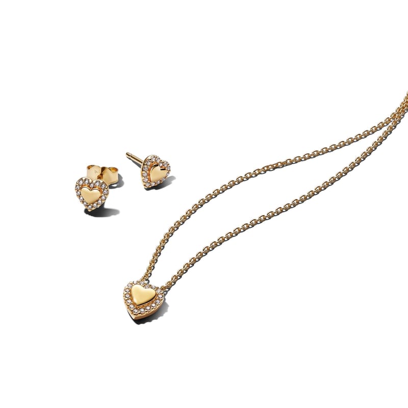 Pandora Golden Heart Halo Jewelry Gift Set