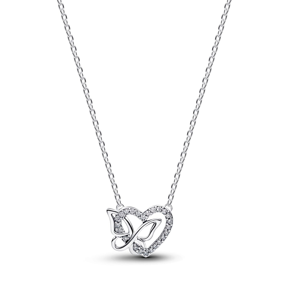 Entwined Heart & Butterfly Pendant Necklace