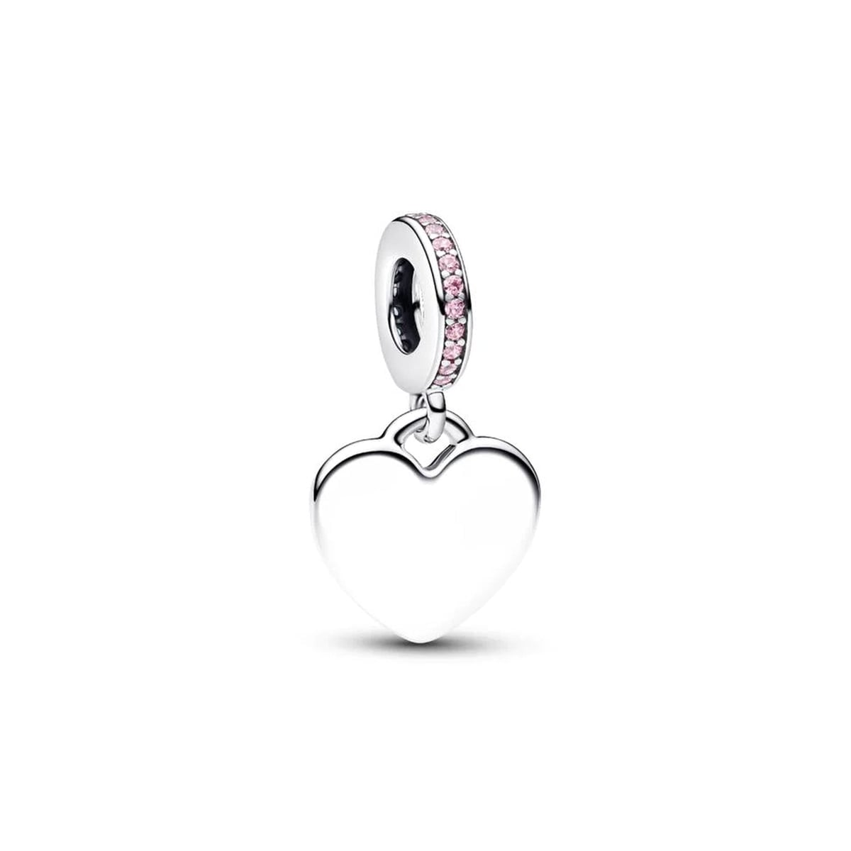 Engravable Heart Pink Stone Dangle Charm