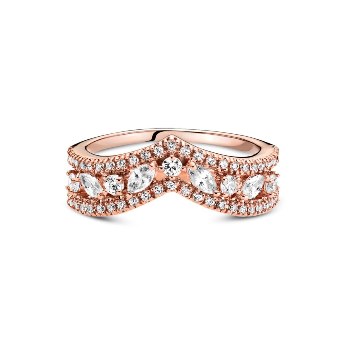 Sparkling Marquise Double Wishbone Ring