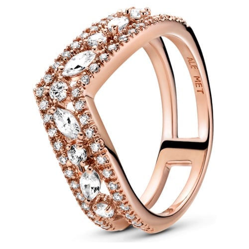 Sparkling Marquise Double Wishbone Ring
