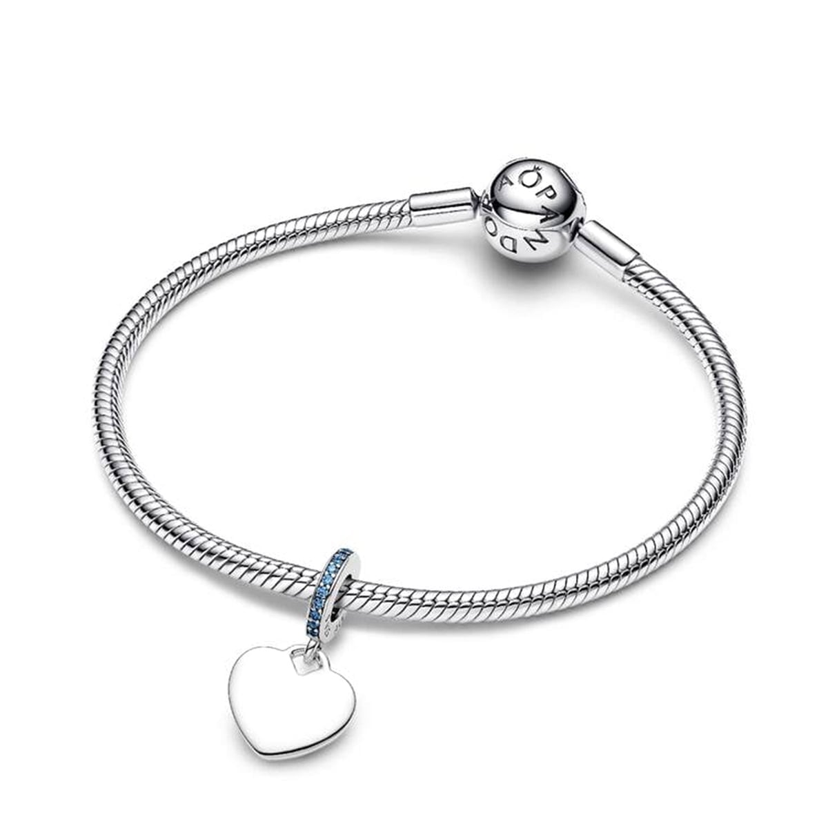 Engravable Heart Blue Stone Dangle Charm