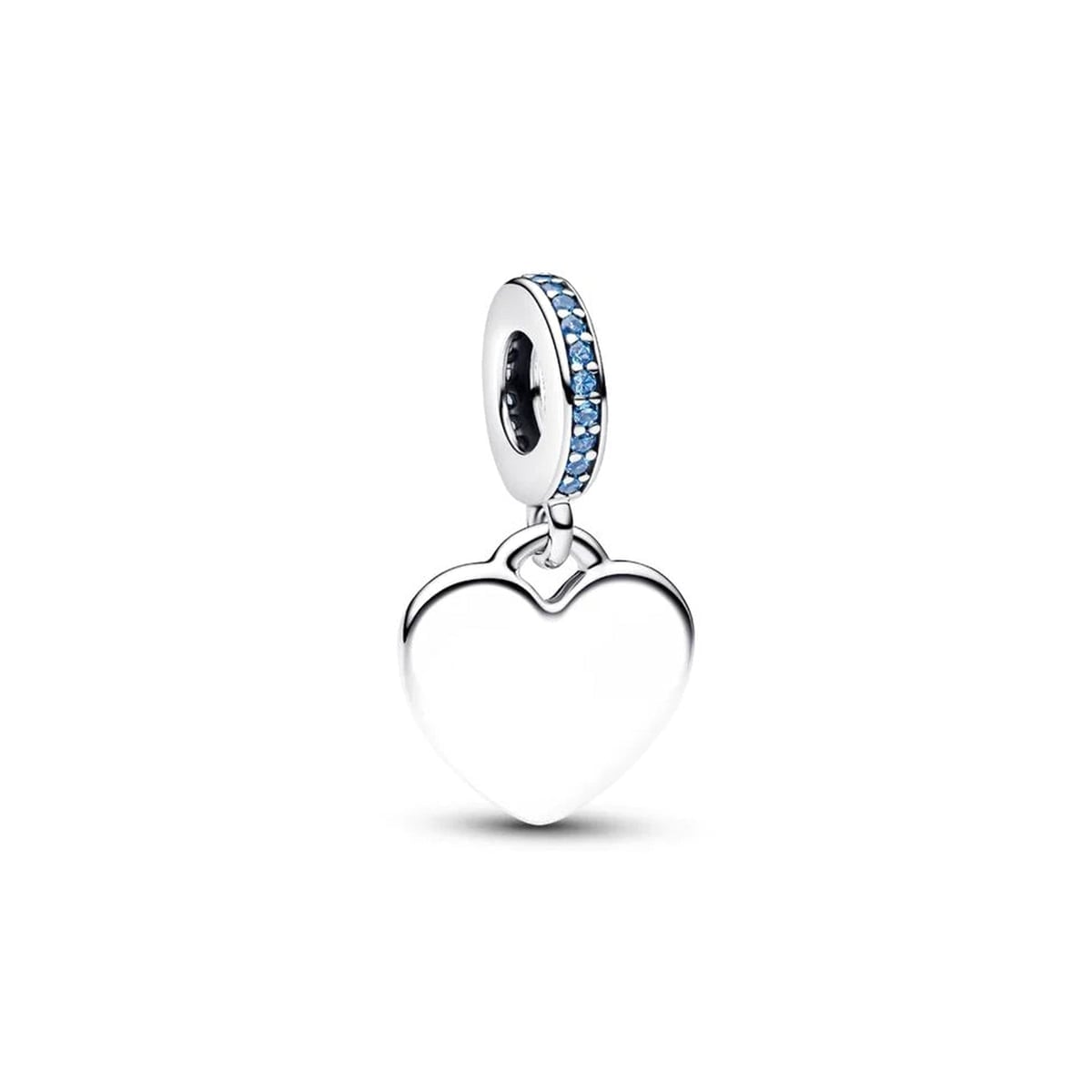 Engravable Heart Blue Stone Dangle Charm