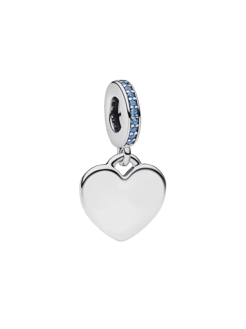 Engravable Heart Blue Stone Dangle Charm