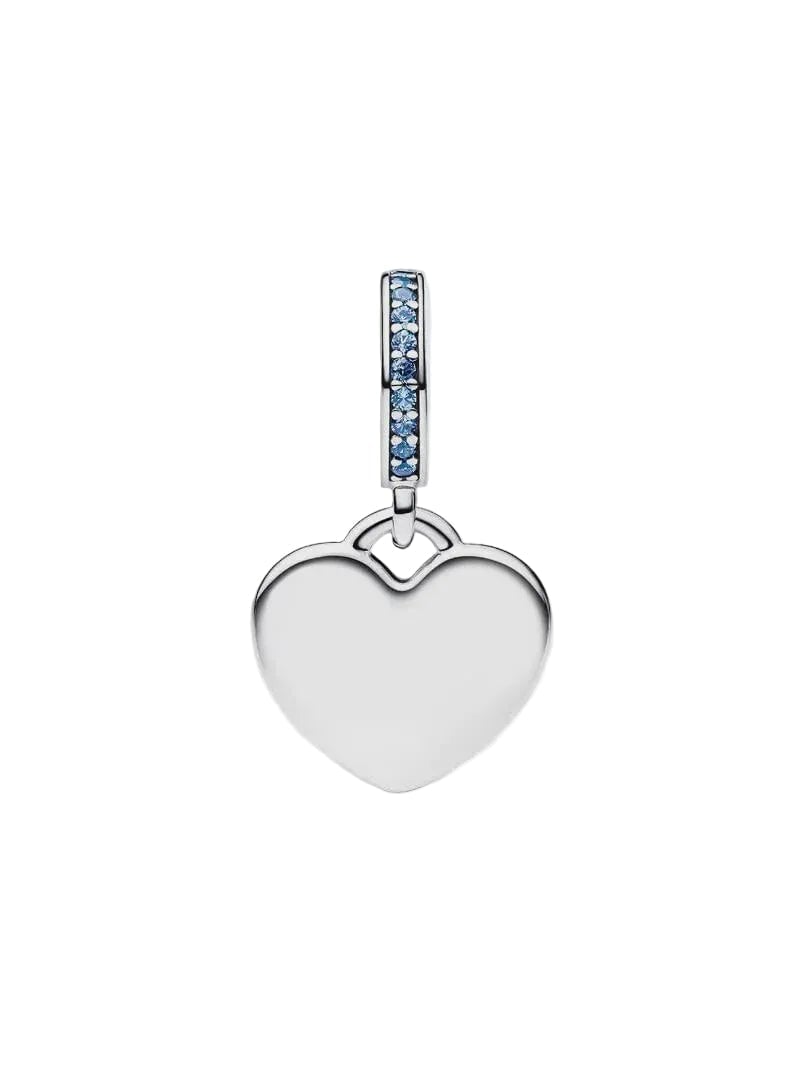Engravable Heart Blue Stone Dangle Charm