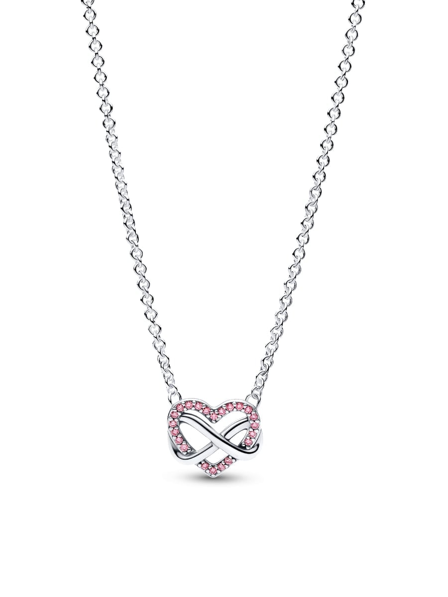 Sparkling Pink Infinity Heart Collier Necklace