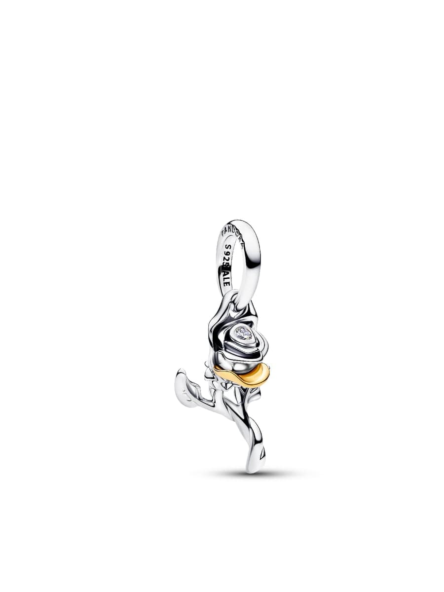 Pandora Disney Belle Enchanted Rose Lab-grown Diamond Dangle Charm 764405C01 764405 — Foto 1 von 1