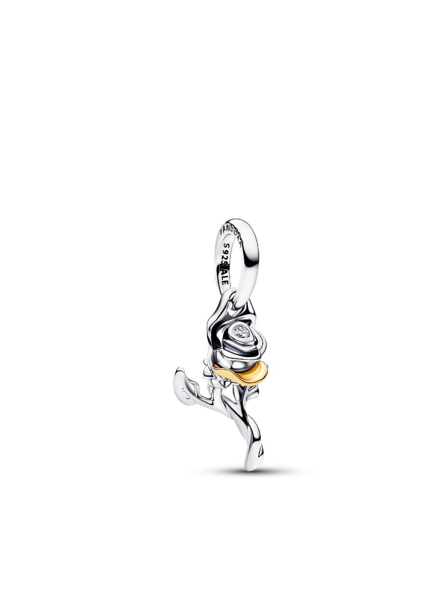Disney Belle Enchanted Rose Lab-grown Diamond Dangle Charm
