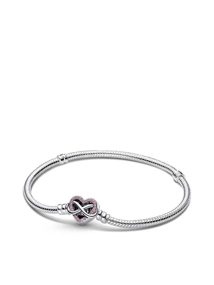Sparkling Pink Infinity Heart Clasp Snake Chain Bracelet