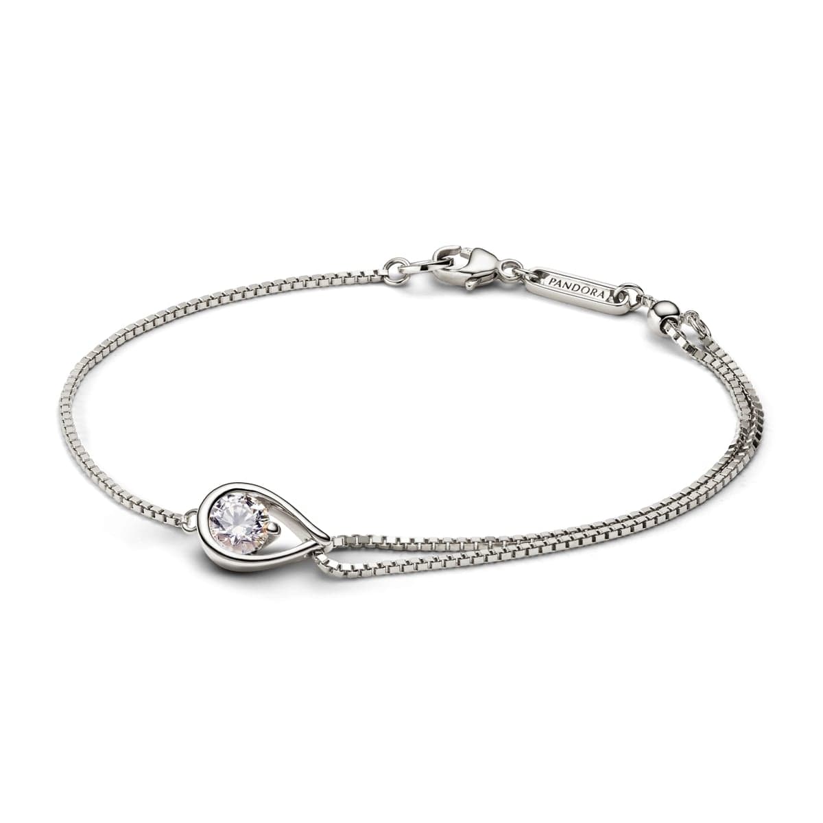 Pandora Infinite 14k White Gold Lab-grown Diamond Double Chain Bracelet 552033C01 552033 — Foto 1 von 1