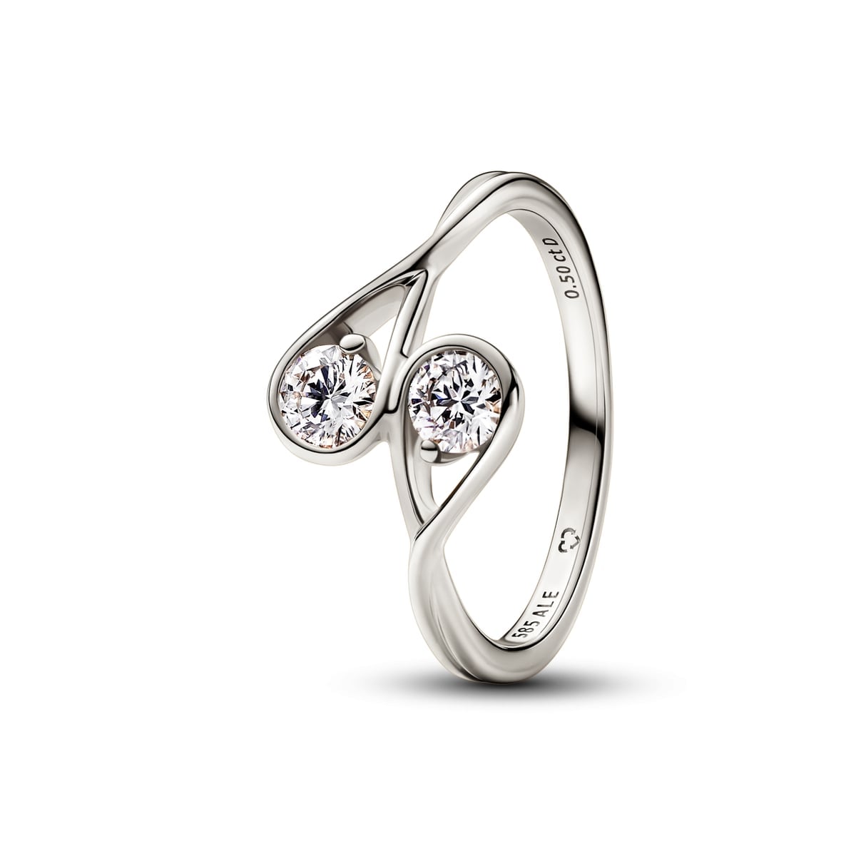 Pandora Infinite 14k White Gold Double Lab-grown Diamond Ring