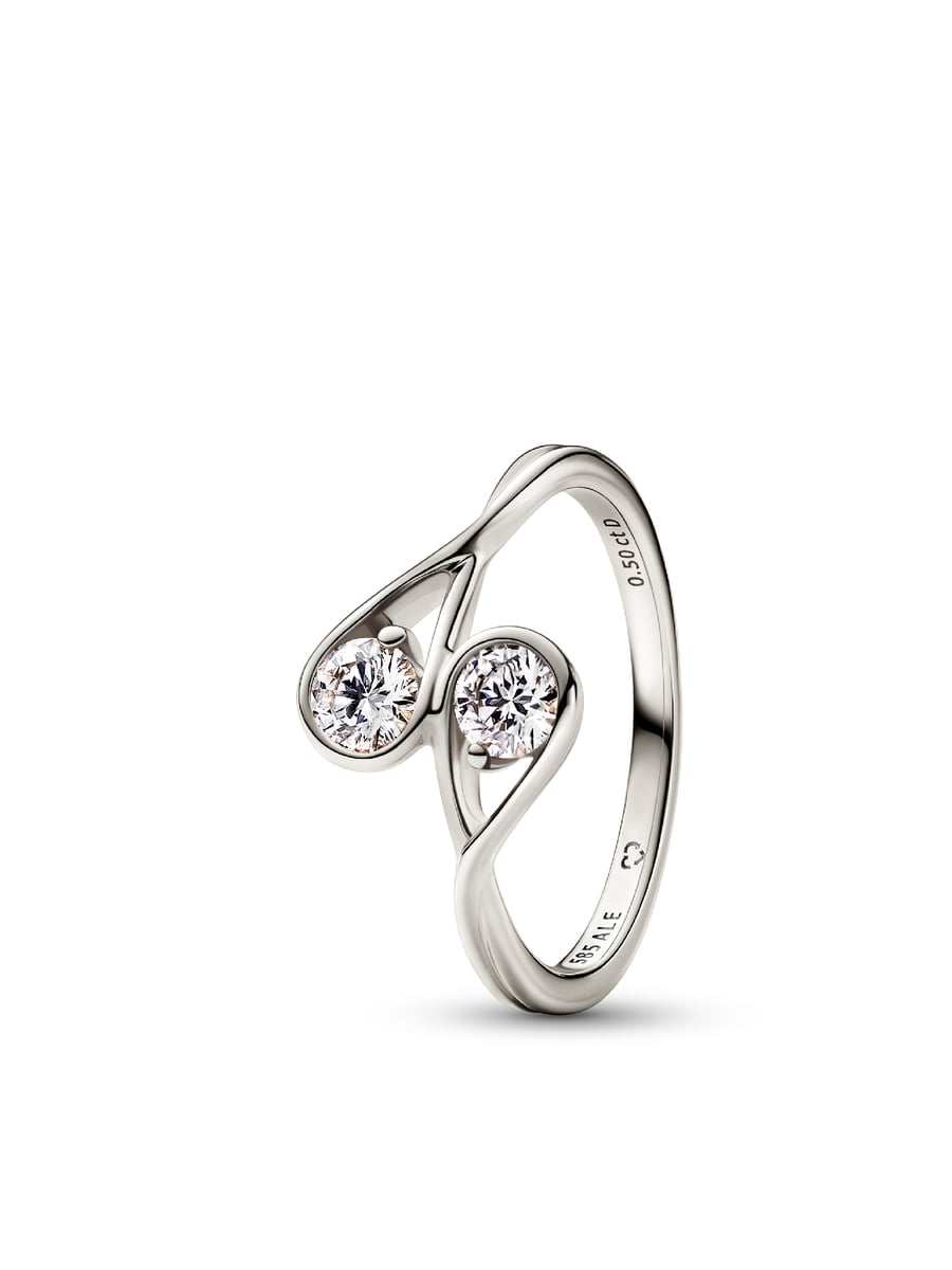 Pandora Infinite 14k White Gold Double Lab-grown Diamond Ring
