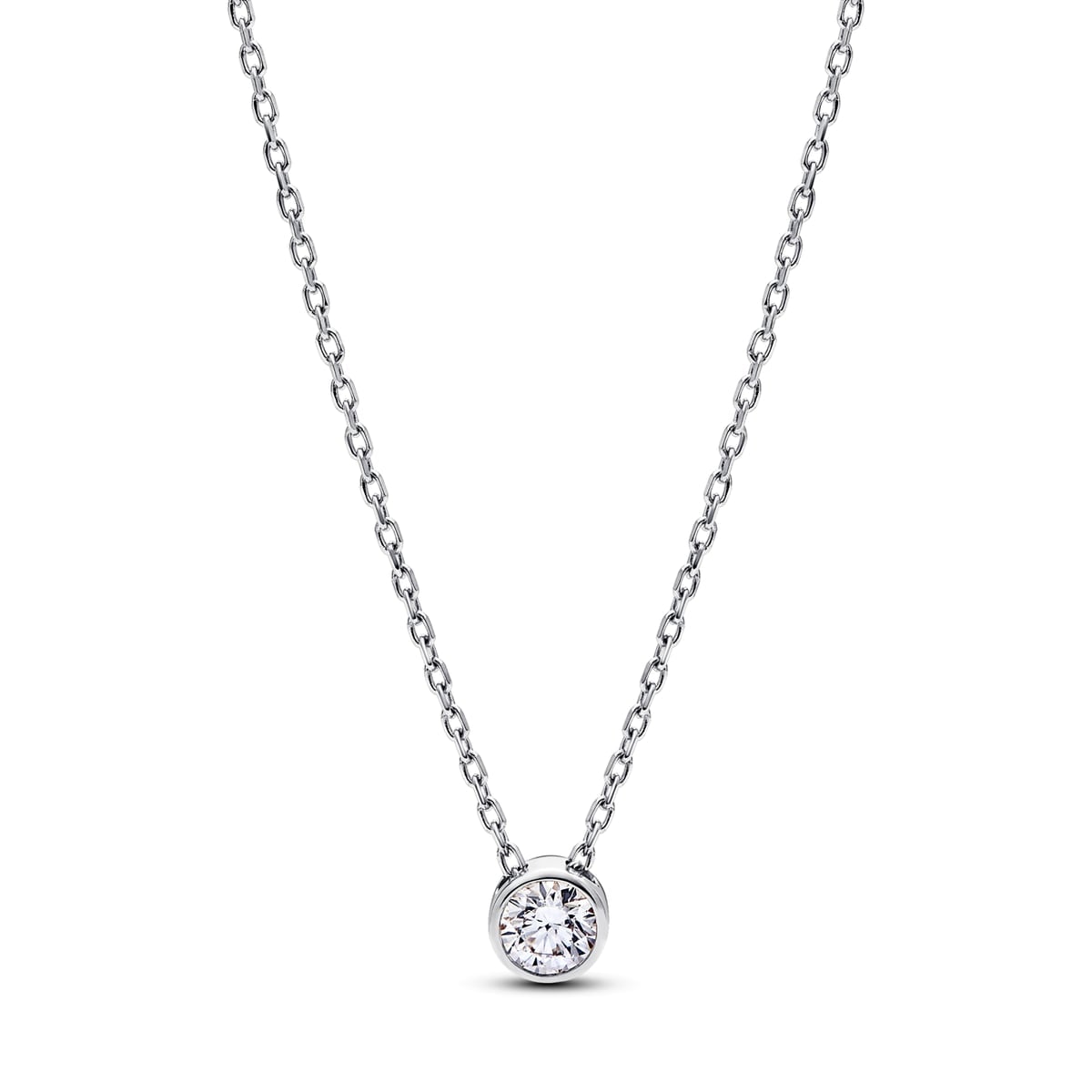 Bezel Sterling Silver Lab-grown Diamond Pendant Necklace