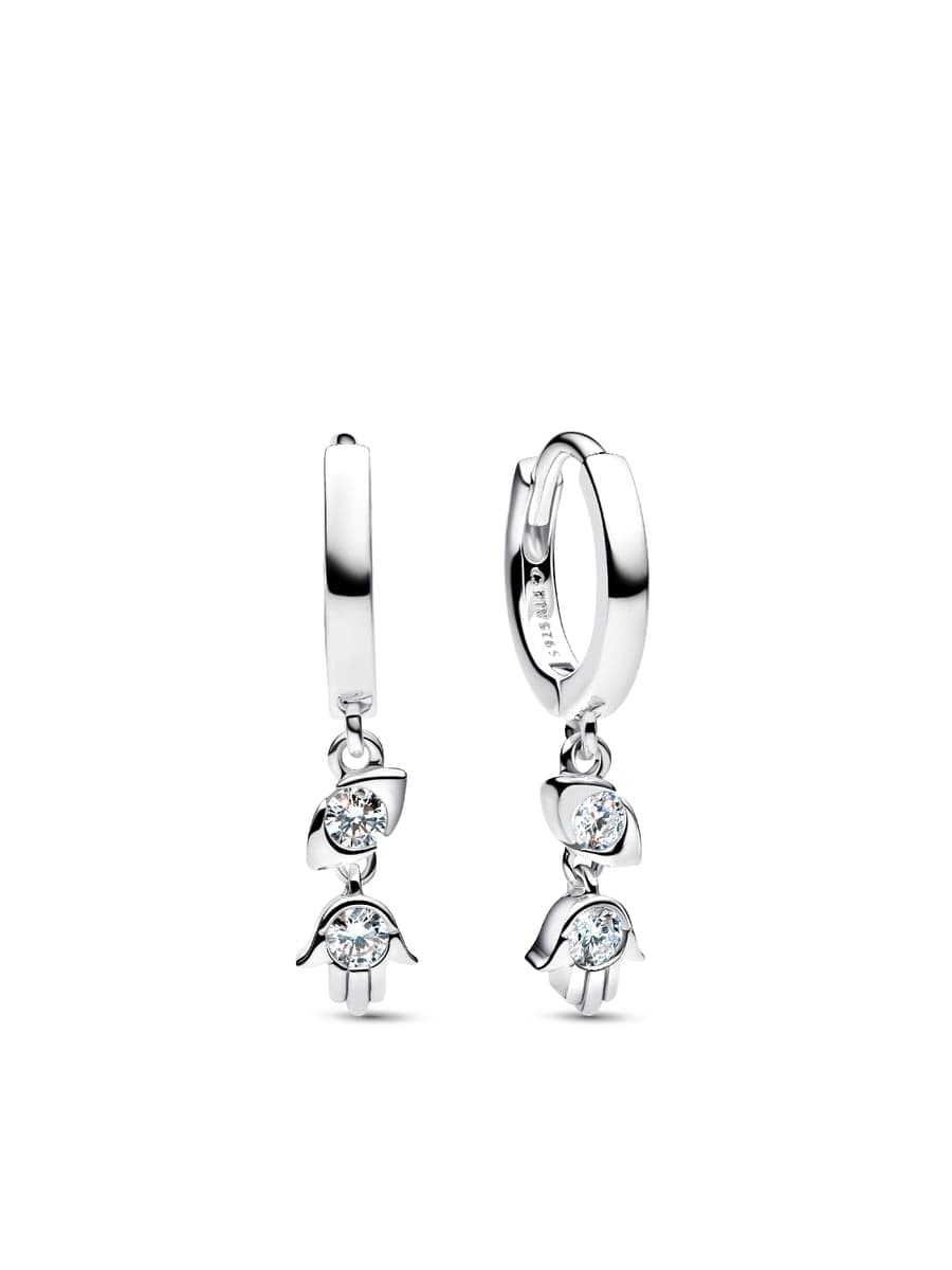 Pandora Talisman Sterling Silver Lab-Grown Diamond Evil Eye & Hamsa Hand Dangle Earrings 294587C01 294587 — Foto 1 von 1