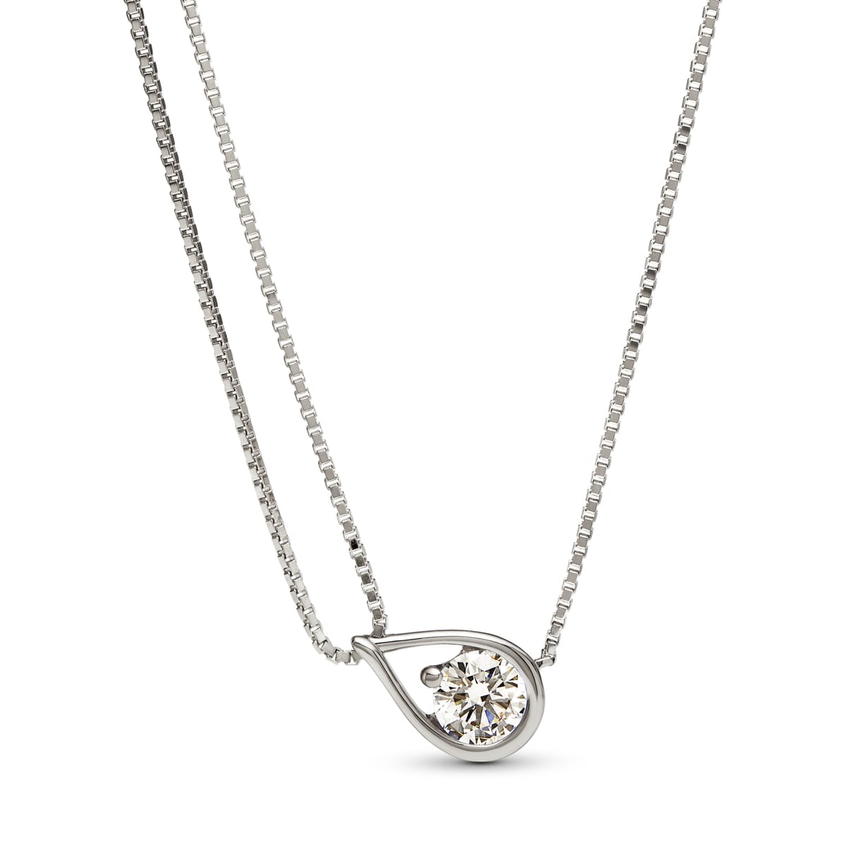 Pandora Infinite 14k White Gold Lab-grown Diamond Double Chain Collier Necklace