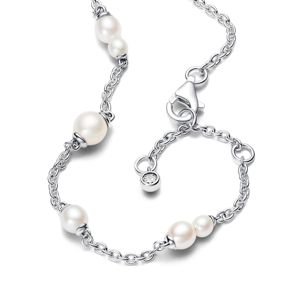Pandora Treated Freshwater Cultured Pearl Station Chain Bracelet 593172C01 593172 — Foto 1 von 4