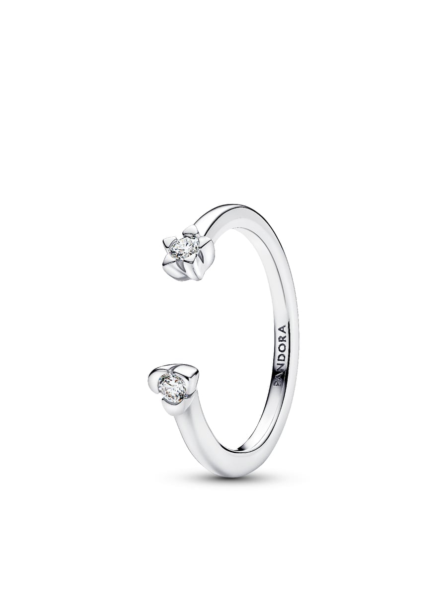Talisman Sterling Silver Lab-Grown Diamond Heart & Star Open Ring
