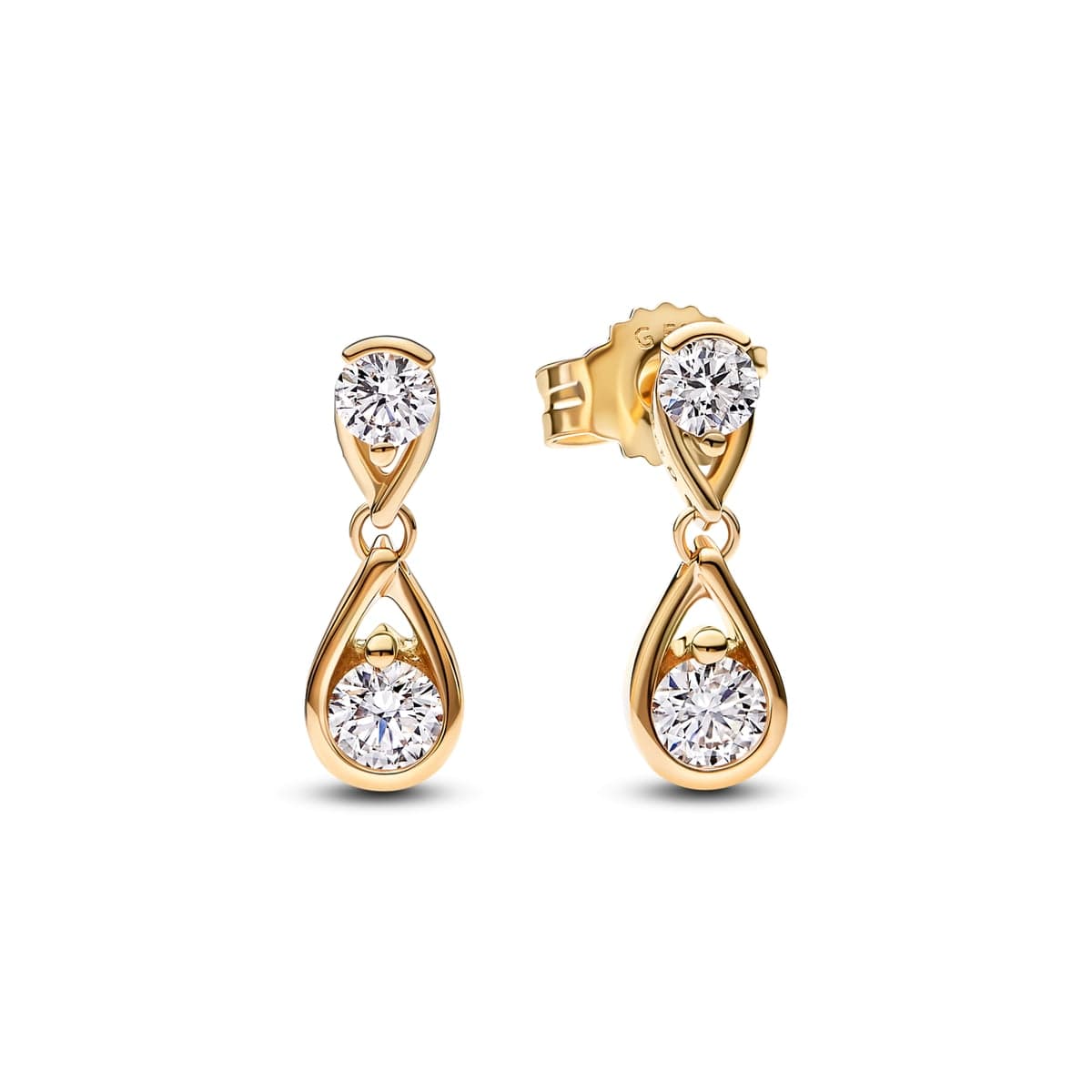 Pandora Infinite 14k Gold Double Lab-grown Diamond Drop Earrings 252583C01 252583 — photo 1 of 1