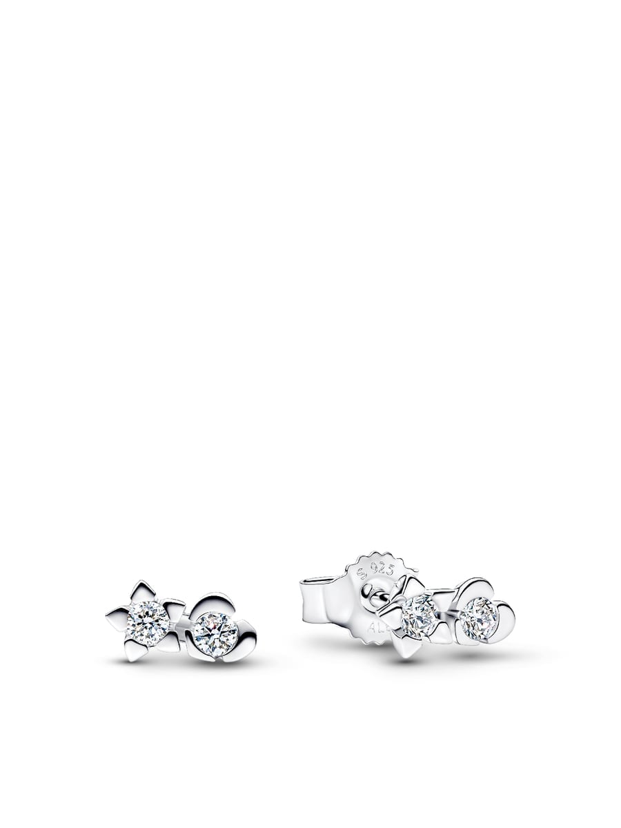 Talisman Sterling Silver Lab-Grown Diamond Heart & Star Stud Earrings