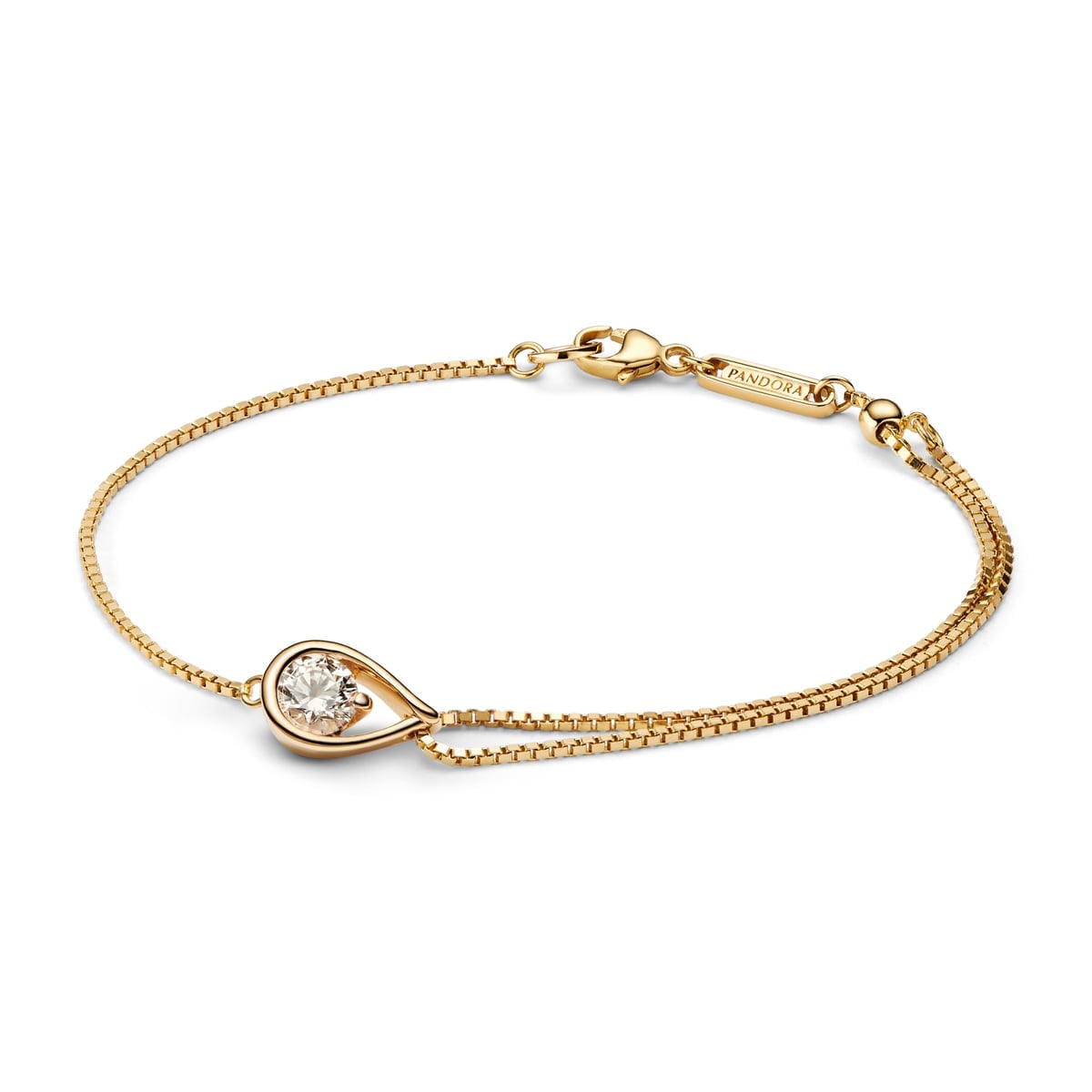 Pandora Infinite 14k Gold Lab-grown Diamond Double Chain Bracelet