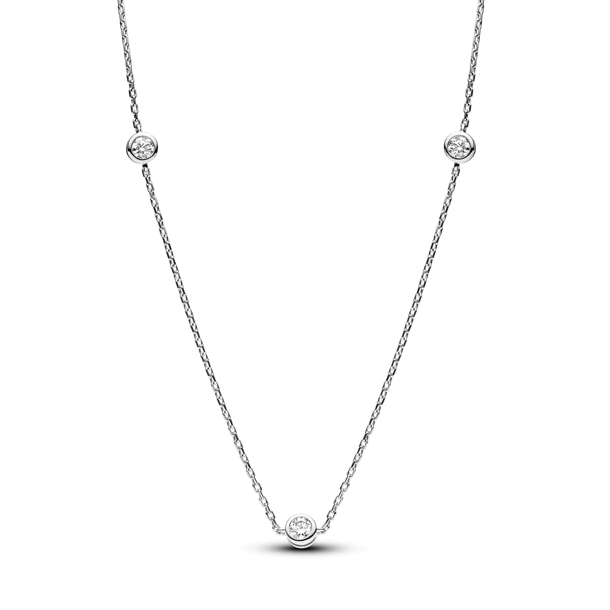 Pandora Era Bezel Sterling Silver Lab-grown Diamond Station Necklace 393113C01 393113 — Foto 1 von 1