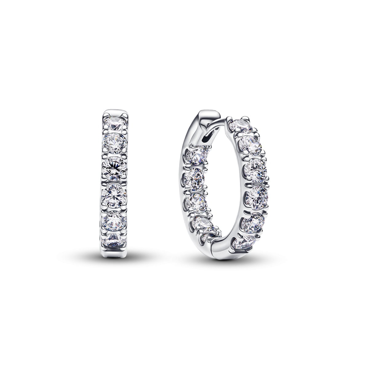 Sparkling Row Eternity Hoop Earrings