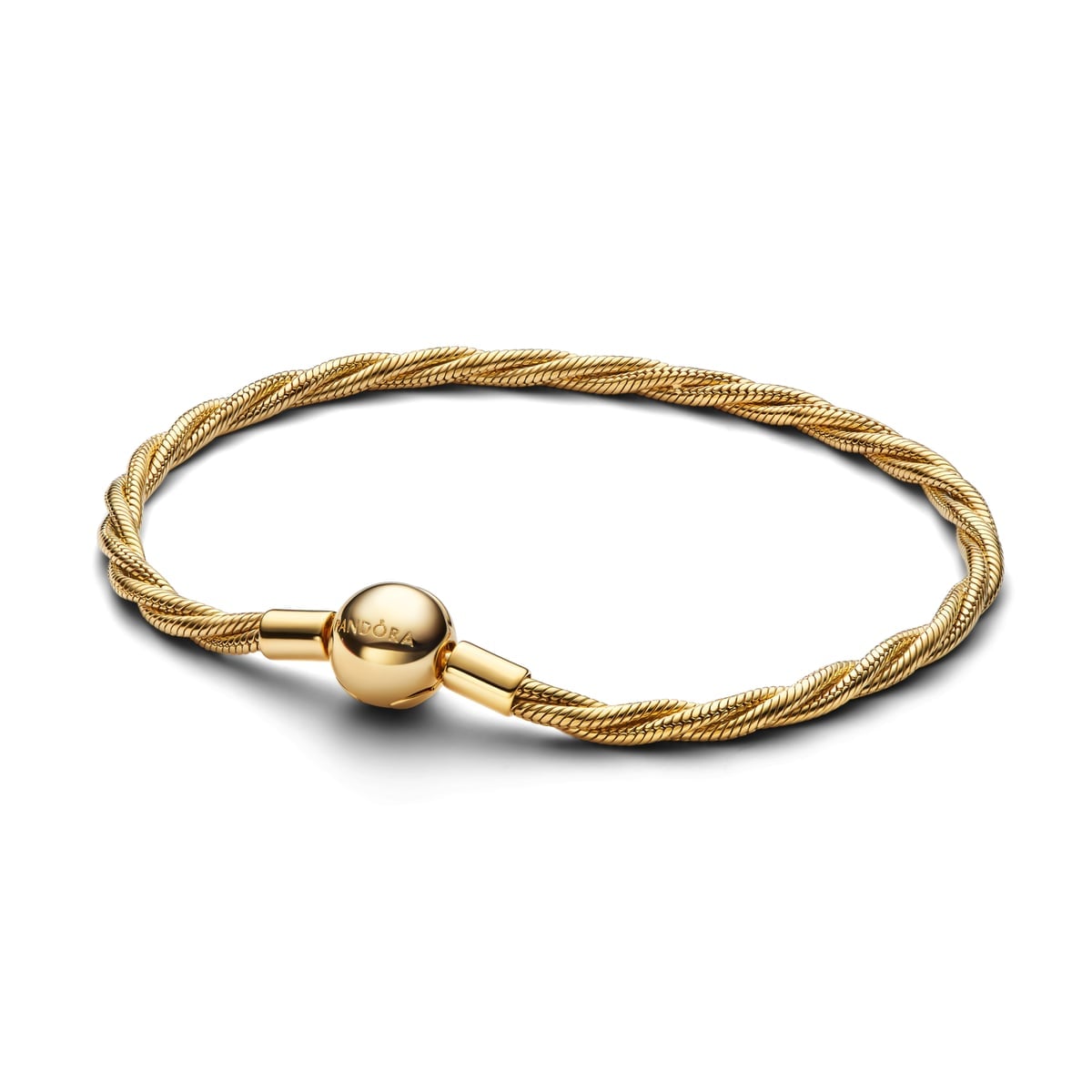 Round Pandora Clasp Twisted Snake Chain Bracelet