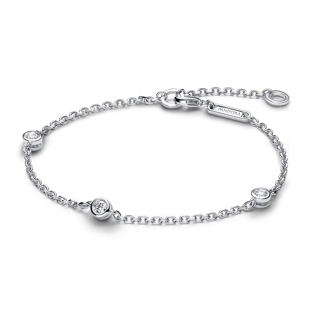 Pandora Era Bezel Sterling Silver Lab-grown Diamond Station Chain Bracelet