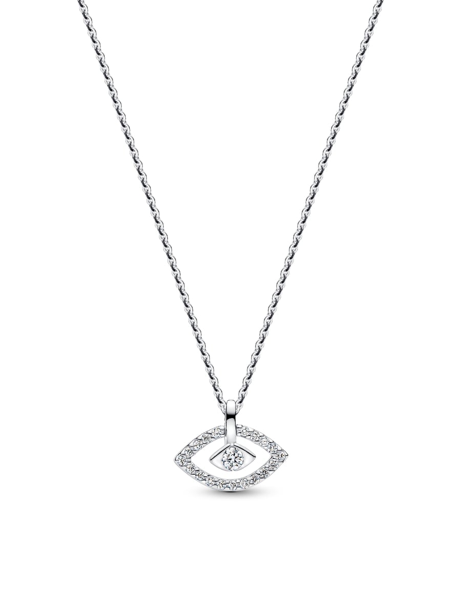 Pandora Talisman Sterling Silver Lab-Grown Diamond Evil Eye Pendant Necklace
