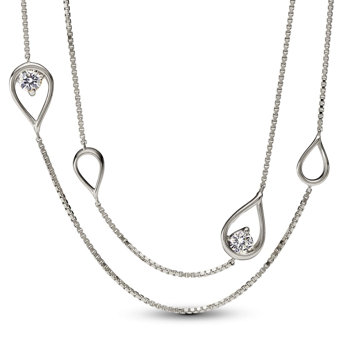 Pandora Infinite 14k White Gold Lab-grown Diamond Long Pendant Necklace