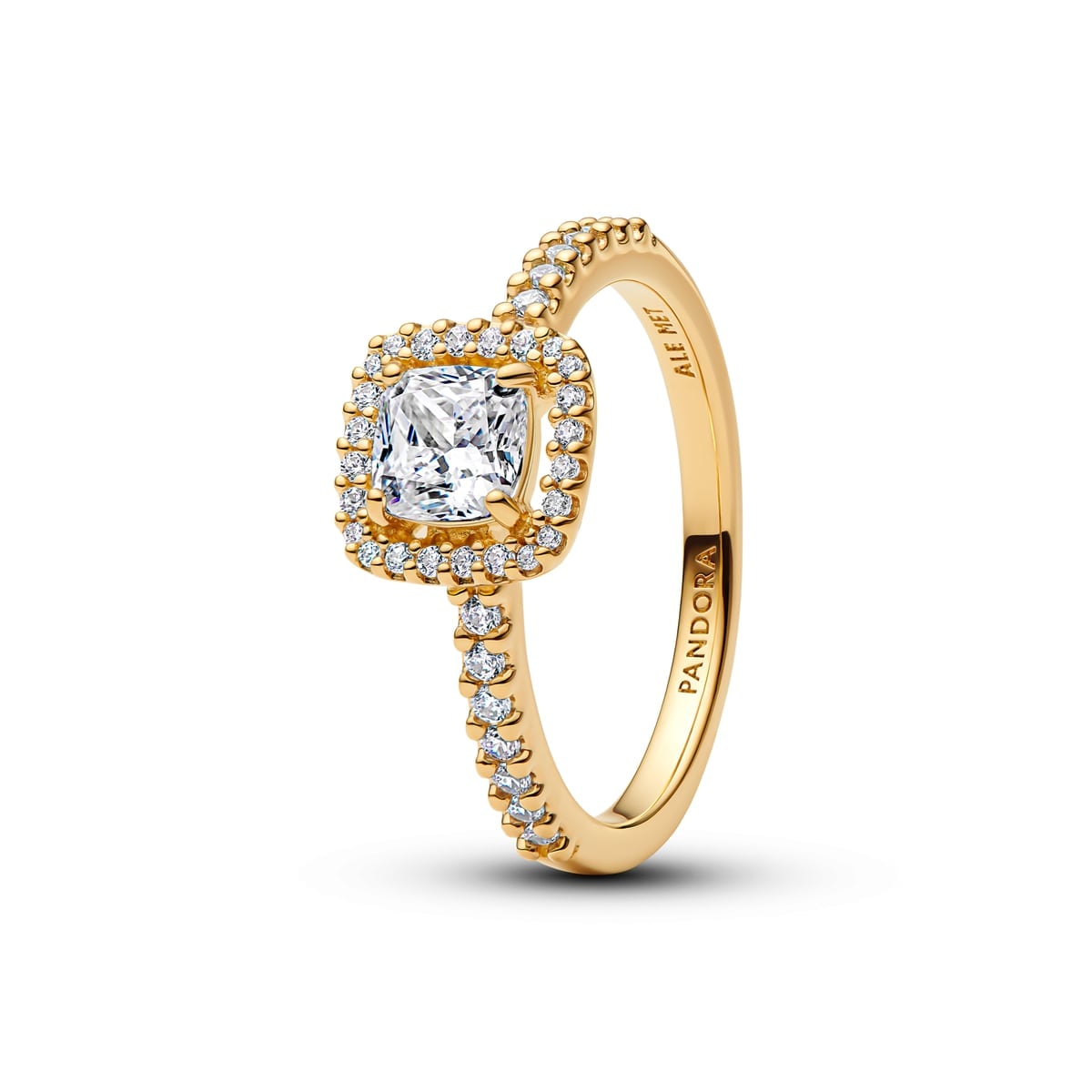 Sparkling Square Clear Halo Ring