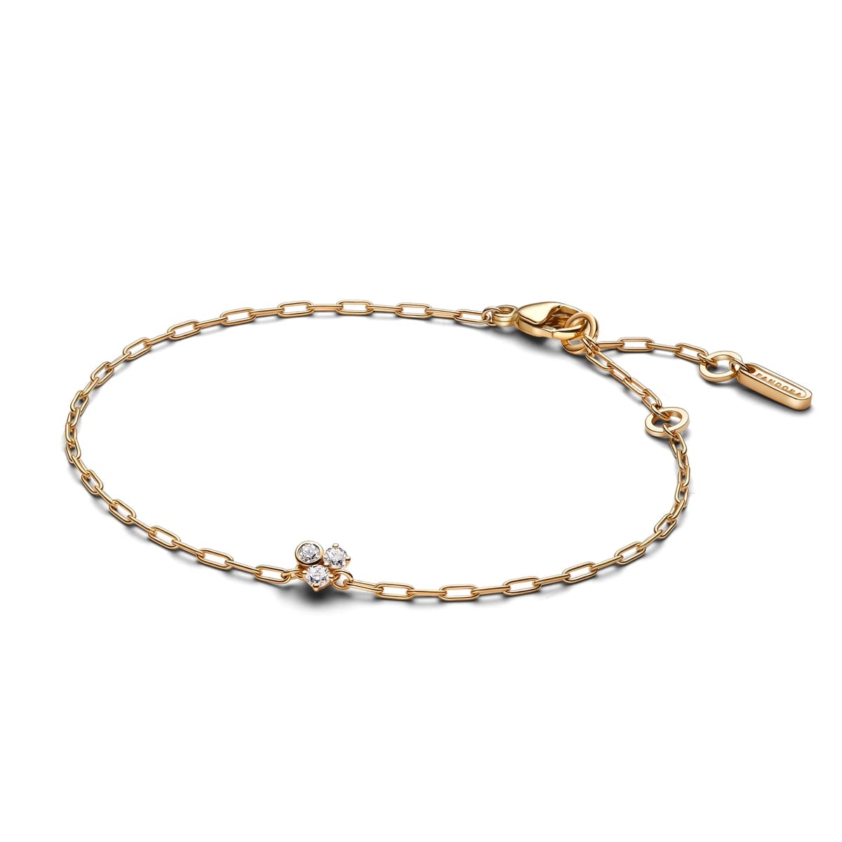 Pandora Era Bezel Lab-Grown Diamond Cluster Paperclip Chain Bracelet